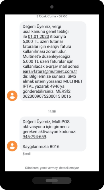 SMS ile aktivasyon kodunuzu alın, hesabınızı aktifleştirin